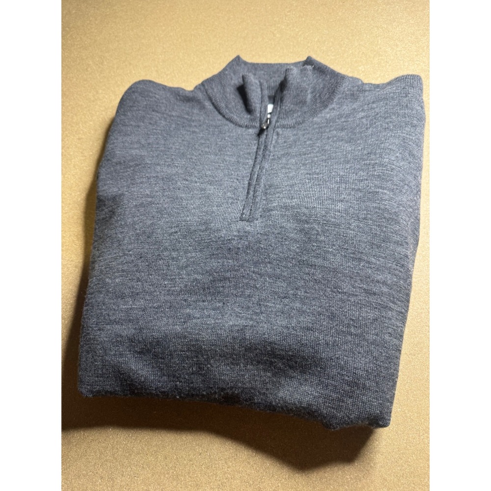FootJoy Mens L Gray Wool Lined Quarter Zip Golf Sweater Mock Neck Pullover FJ
